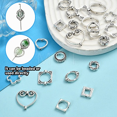 100Pcs 10 Styles Tibetan Style Alloy Bead Frames TIBEB-YW0001-27-1