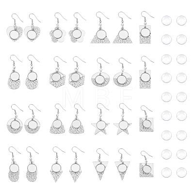 14 Pairs 14 Styles Glass Blank Dome Dangle Earrings EJEW-AB00021-1