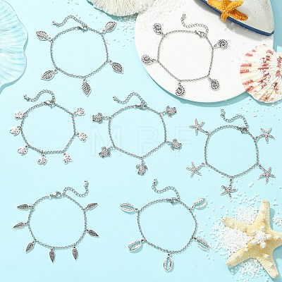 7Pcs Alloy Charm Bracelets BJEW-JB13656-1