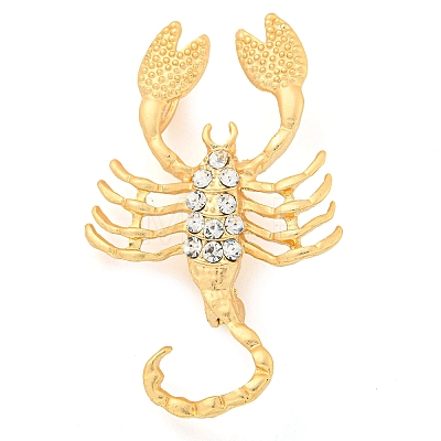 Golden Zinc Alloy with Rhinestone Brooches JEWB-B018-03G-08-1