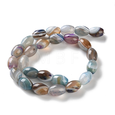 Natural Banded Agate (Dyed & Heated) Beads Strands G-M446-D01-01E-1