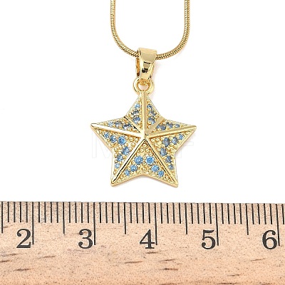 304 Stainless Steel Micro Pave Sky Blue Cubic Zirconia Pendant Necklaces for Women LS-NJEW-Z103-01G-02-1