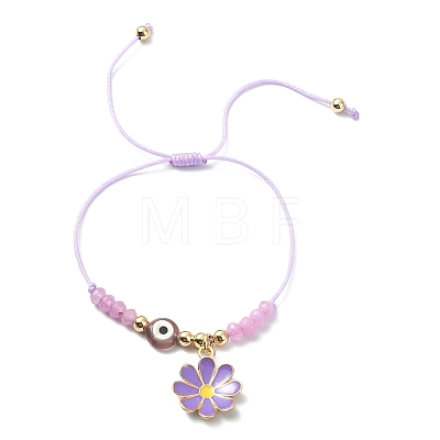 Flower Alloy Enamel Charm Bracelet BJEW-JB09600-1