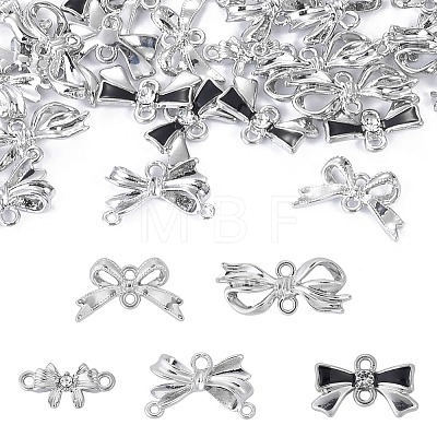 30Pcs 5 Styles Alloy Crystal Rhinestone Bowknot Links Connector Charms FIND-TA0010-98-1