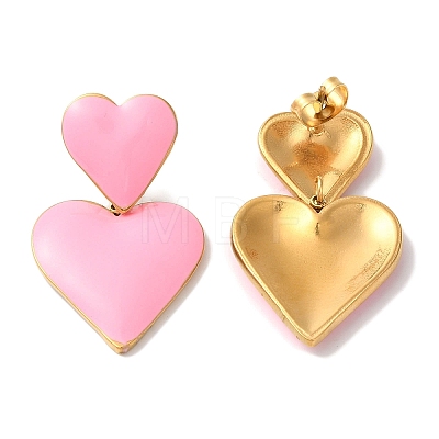 Heart Golden Ion Plating(IP) 304 Stainless Steel Stud Earrings for Women EJEW-L287-046G-1