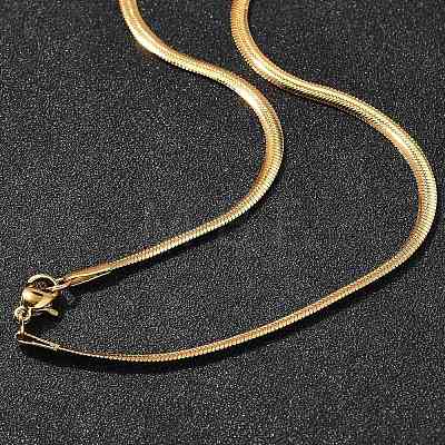 3mm Stainless Steel Flat Snake Chain Necklaces for Men Women NJEW-G160-03LG-1