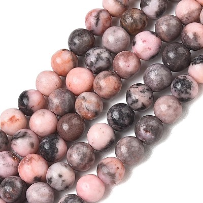 Natural Pink Zebra Jasper Round Beads Strands G-E334-6mm-11-1