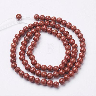 Natural Red Jasper Round Beads Strands GSR4mmC011-1