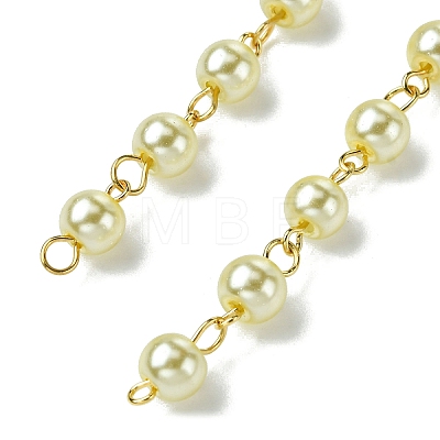 Handmade Round Glass Pearl Beads Chains for Necklaces Bracelets Making AJEW-JB00036-07-1