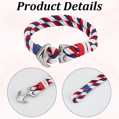 2Pcs Stainless Steel Anchor Link Bracelet BJEW-CN0001-26-1