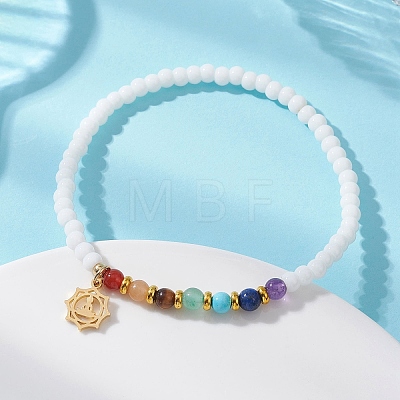 Chakra 304 Stainless Steel Charms Bracelets BJEW-JB13053-1