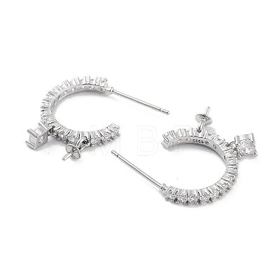 925 Sterling Silver with Cubic Zirconia Stud Earring Findings EJEW-B038-11P-1