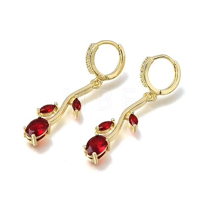 Brass Micro Pave Cubic Zirconia Hoop Earrings CU-CBA108A-14G-03-1