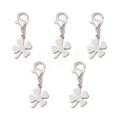 5Pcs Clover 201 Stainless Steel Pendant Decorations SA-CJ81B3-1