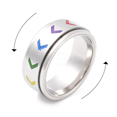 304 Stainless Steel Rainbow Heart Spinner Ring RJEW-C019-03P-1