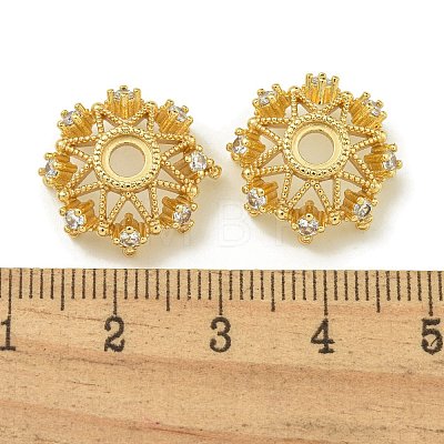 Rack Plating Brass Micro Pave Clear Cubic Zirconia Bead Caps KK-K386-09C-G-1