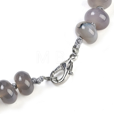 Natural Grey Agate Rondelle Graduated Beaded Necklaces for Women Men NJEW-K388-02C-1