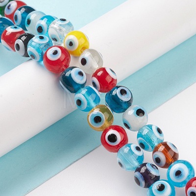 Handmade Evil Eye Lampwork Bead Strands LAMP-M015-01A-1