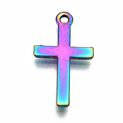 Rainbow Color Alloy Tiny Cross Charms PALLOY-S180-035-RS-1