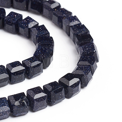 Synthetic Blue Goldstone Beads Strands G-E560-A01-6mm-1