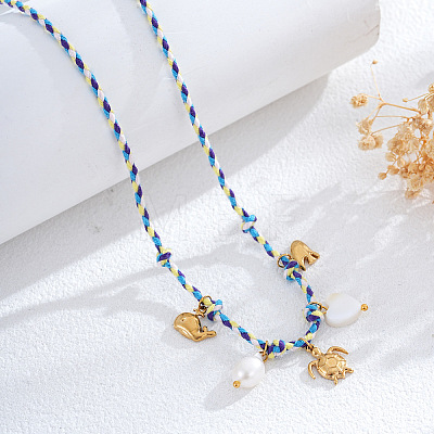 Summer Beach Braided Rope Bib Necklaces SZ6362-3-1