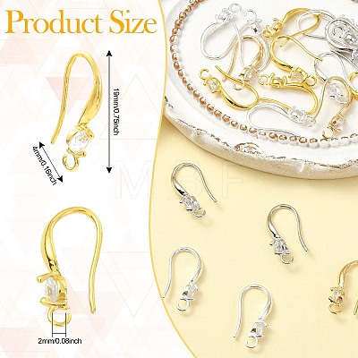 40Pcs 4 Colors Brass Micro Pave Clear Cubic Zirconia Hoop Earring Findings KK-CP0001-10-1