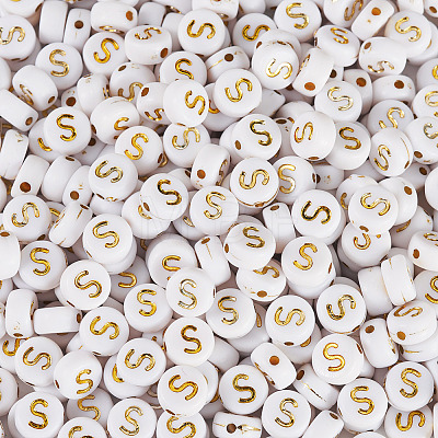 500Pcs Plating Acrylic Beads PACR-TADJ0001-01S-1