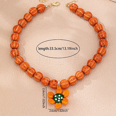 Summer Porcelain & Glass Flower Pendant Pumpkin Beaded Necklaces WGF7FBC-01-1