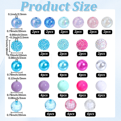 Round Resin Rhinestone & Acrylic & ABS Plastic Imitation Pearl Beads Findings Kits RESI-PA0001-42-1