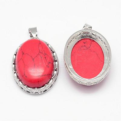 Synthetic Red Turquoise Pendants G-D851-16-1