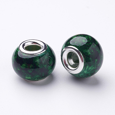 Spray Painted Glass European Beads X-GPDL-R007-M1-1