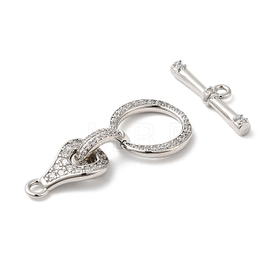 Brass Micro Pave Clear Cubic Zirconia Toggle Clasps KK-P234-72P-1
