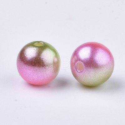 Rainbow ABS Plastic Imitation Pearl Beads OACR-Q174-12mm-08-1