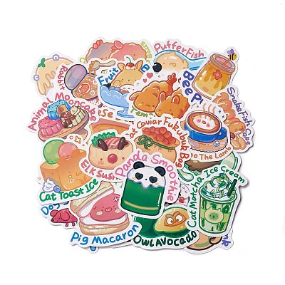 Cartoon Animal & Food Paper Stickers Set DIY-M031-51-1