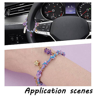 Natural Amethyst & Acrylic Imitation Pearl & Alloy Enamel Beads Charm Bracelets for Women HJEW-OC00402-1