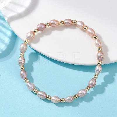 Natural Cultured Freshwater Pearl Beads Stretch Bracelets for Women BJEW-JB13540-01-1