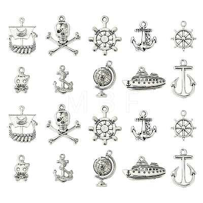 10 Styles Pirate Theme Tibetan Style Alloy Pendants FIND-SC0012-73-1