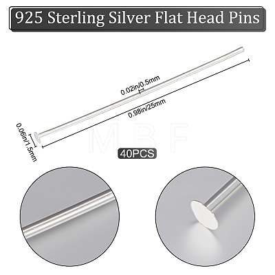 925 Sterling Silver Flat Head Pins STER-BBC0002-14A-1