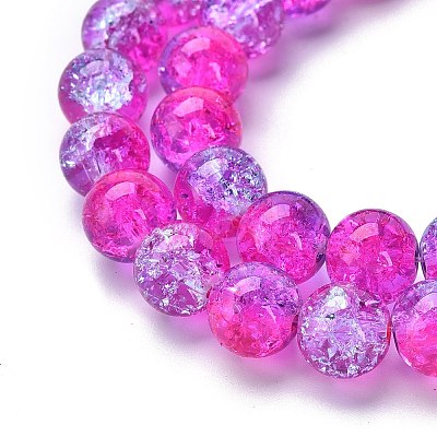 Spray Painted Crackle Glass Beads Strands CCG-Q002-10mm-09-1