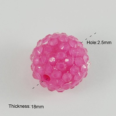 Transparent Style Chunky Round Resin Rhinestone Bubblegum Ball Beads X-RESI-S259-20mm-ST7-1