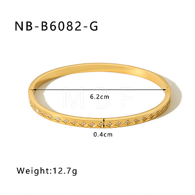 304 Stainless Steel Pave Cubic Zirconia Bangles FS-WG09E60-21-1