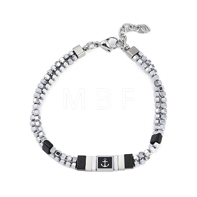 Synthetic Non-magnetic Hematite Beaded Bracelets BJEW-S156-04P-B-1