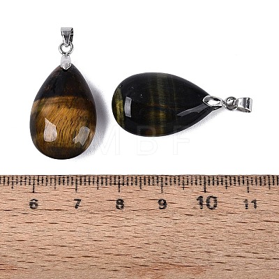 Dyed Natural Yellow and Blue Tiger Eye Pendants G-N362-03P-02-1