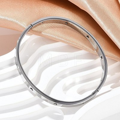 Hollow Star 304 Stainless Steel Hinged Bangles BJEW-L610-20P-1