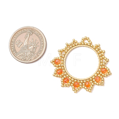 4Pcs Glass Seed Beaded Flower Pendants PALLOY-MZ01237-1