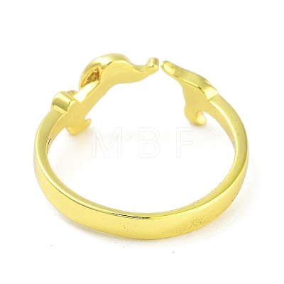 Dog Brass Open Cuff Rings for Women RJEW-S416-01P-1