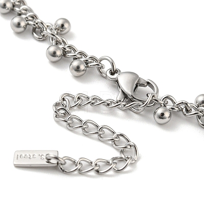 304 Stainless Steel Round Ball Charms Link Chain Anklets AJEW-G054-01P-1