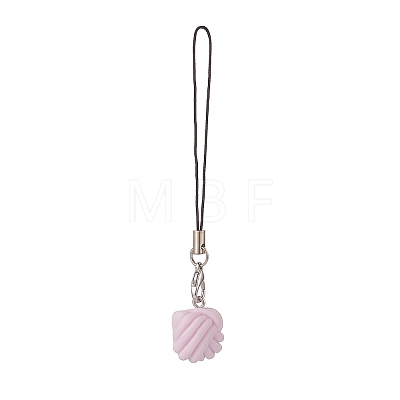 Square Yarn Ball Opaque Resin Mobile Strap HJEW-JM00837-1