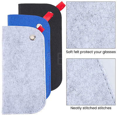 3Pcs 3 Colors Rectangle Felt Eyeglass Case AJEW-CN0007-36A-1