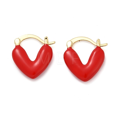 Brass Enamel Hoop Earrings EJEW-R032-05G-1